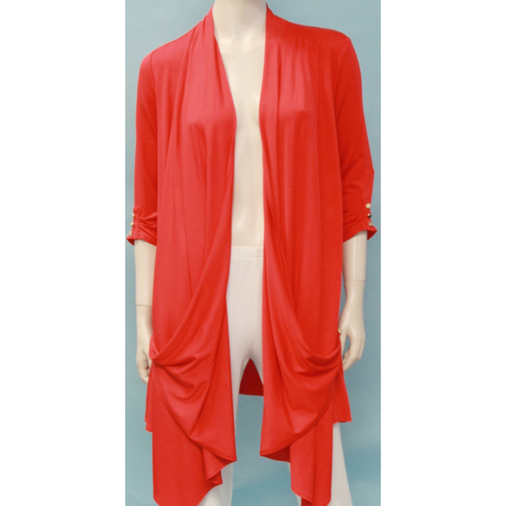 Joseph Ribkoff Orange Red Draped Cardigan Size 14